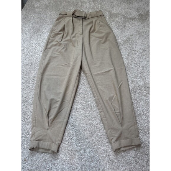 ASOS Bershka Balloon Fit Tailored Pants Tan Beige SZ 4 pants 26 waist *read* - Picture 13 of 15